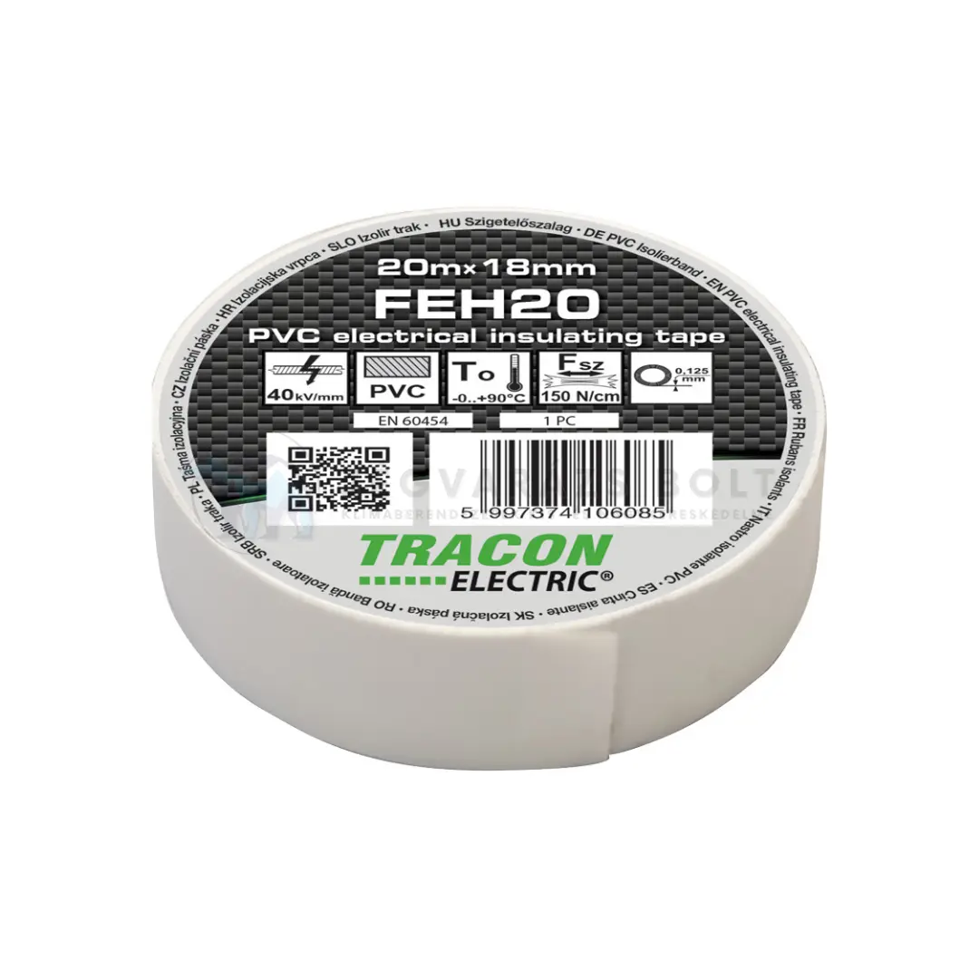 TRACON SZIG.SZALAG 20x18 FEHÉR PVC